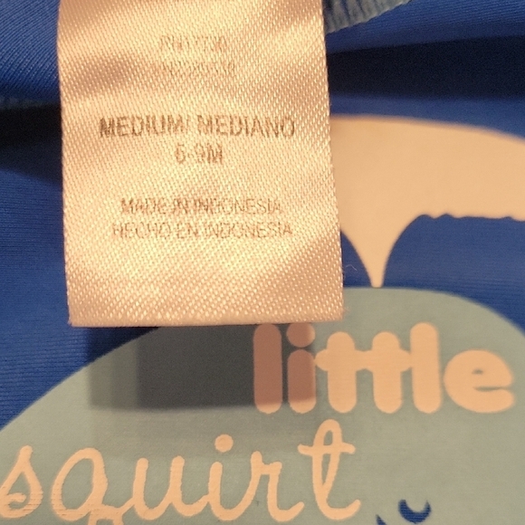 Target Brand Blue "Little Squirt" Kids Swim Shirt SIZE 6-9 Months - Picture 2 of 5